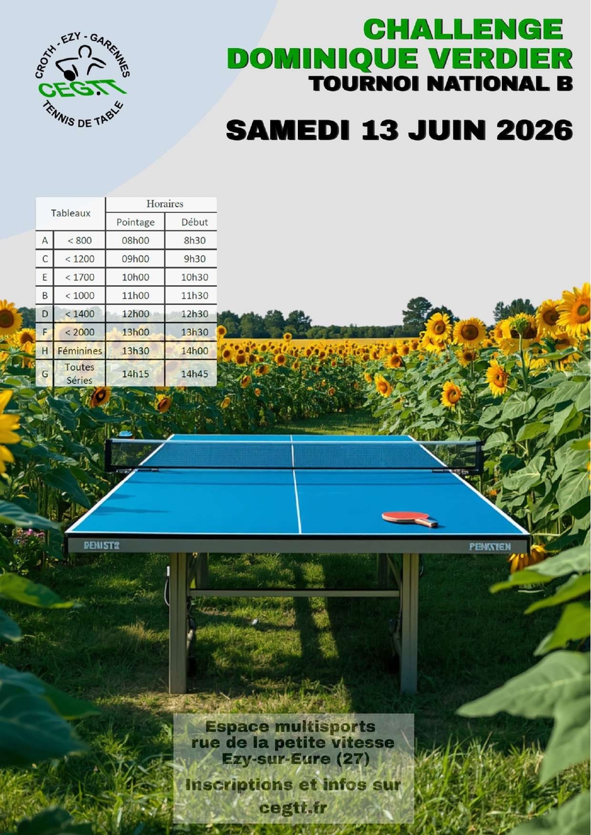 TOURNOI TENNIS DE TABLE National B CROTH